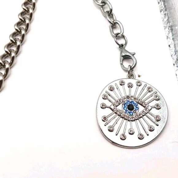 Double Layer Eye Evil Pants Or Wallet Silver Tone Chain 16" - Picture 3 of 10